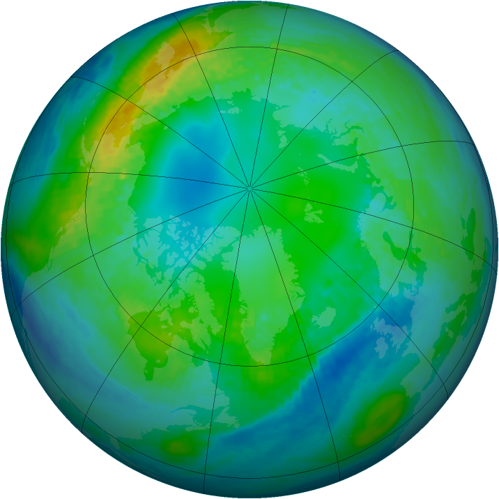 Arctic ozone map for 29 October 2001